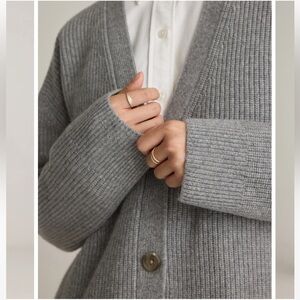 Quince Mongolian Cashmere Oversized Boyfriend Cardigan Sweater